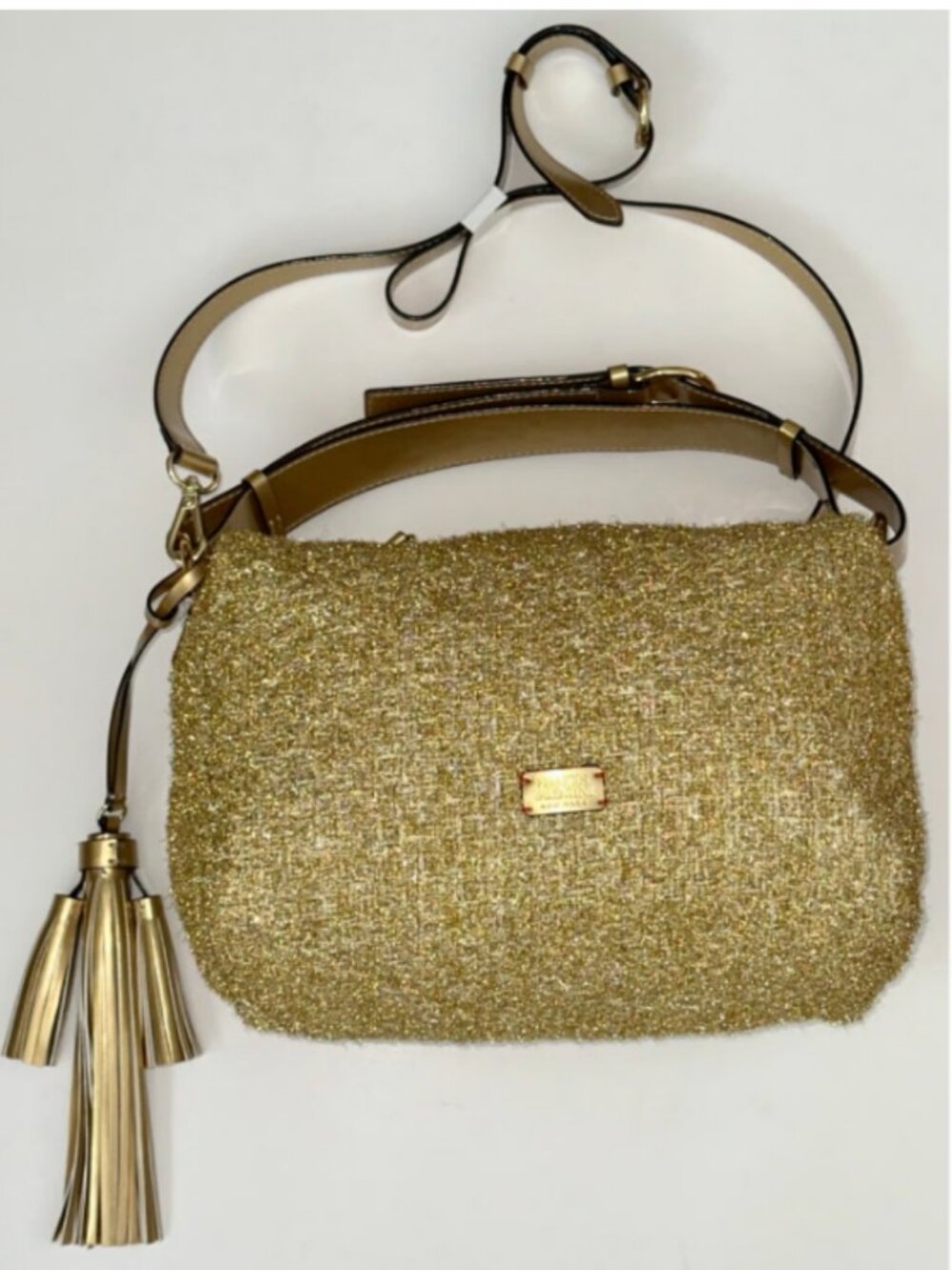 NWOT Frances Valentine Flannery Cross-Body Bag in Gold Tweed RARE FIND!